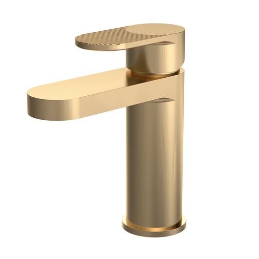  Nuie Binsey Fluted Mono Basin Mixer with Push Button Waste - Brushed Brass