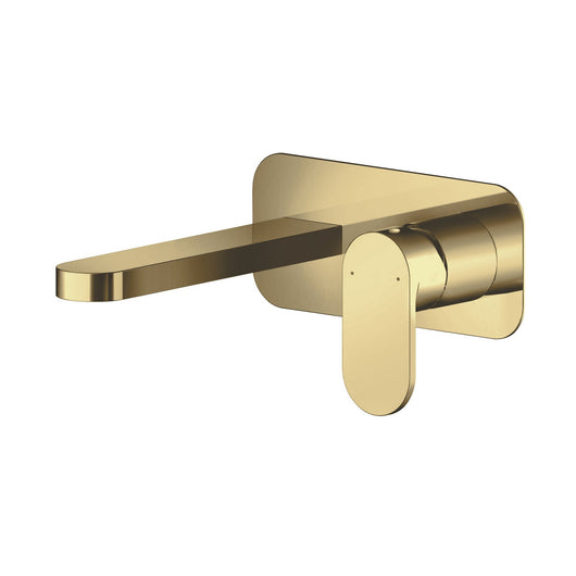  Nuie Binsey Wall Mounted 2 Tap Hole Basin Mixer With Plate - Brushed Brass