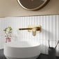 Nuie Binsey Cyprus Wall Mounted 2 Tap Hole Basin Mixer With Plate - Brushed Brass