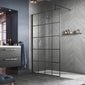 Trieste 8mm Black Grid Screen & 1600 x 760mm Stone Shower Tray