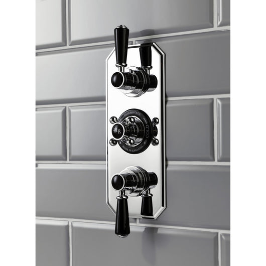  Hudson Reed Black Topaz Triple Concealed Shower Valve - Chrome / Black