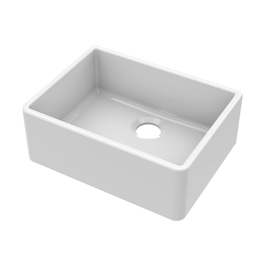  Nuie Fireclay Butler Sink with Central Waste 595x450x220 - White