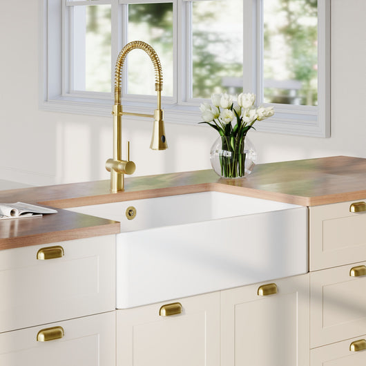  Nuie Fireclay Butler Sink with Overflow 795 x 500 - White