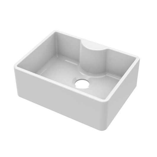  Nuie Fireclay Butler Sink with Central Waste and Tap Ledge 595x450x220 - White