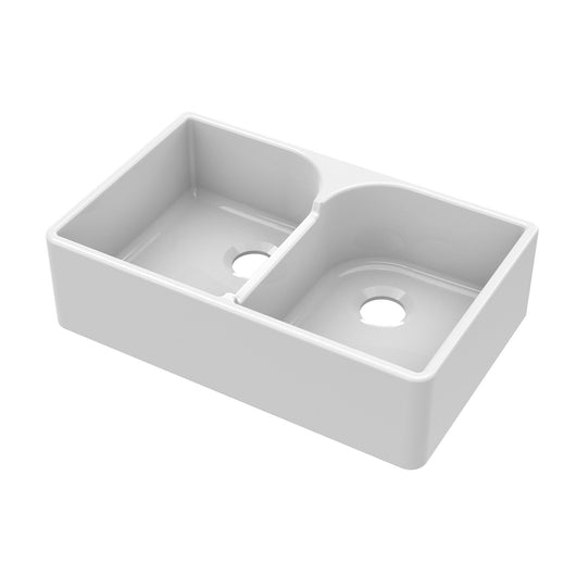  Nuie Fireclay Butler Sink with Stepped Weir 795x500x220 - White