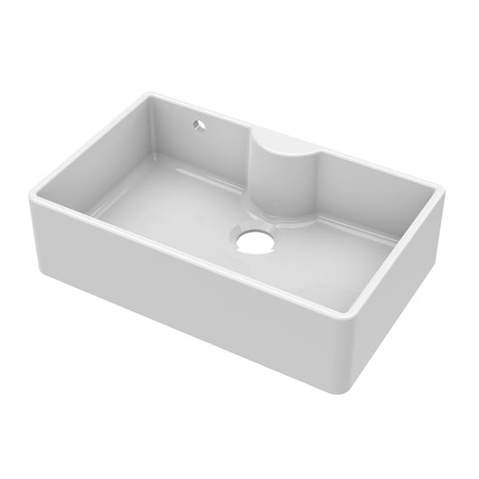  Nuie Fireclay Butler Sink with Central Waste, Overflow and Tap Ledge 795x500x220 - White