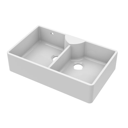  Nuie Fireclay Butler Sink with Stepped Weir and Overflow 895x550x220 - White