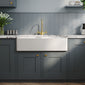 Nuie Fireclay Butler Tap Ledge Stepped Weir Sink with Overflow 895 x 550 - White - welovecouk