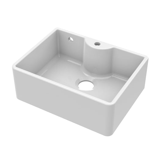  Nuie Fireclay Butler Sink with Central Waste, Overflow and Tap Hole 595x450x220 - White