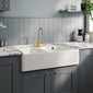 Nuie Fireclay Butler Tap Ledge Stepped Weir Sink with Tap hole and Overflow 895 x 550- White - welovecouk