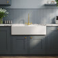 Nuie Fireclay Butler Tap Ledge Stepped Weir Sink with Tap hole and Overflow 895 x 550- White - welovecouk