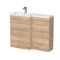 Hudson Reed Fusion Floorstanding Combination Unit & L-Shape Polymarble Basin 1100mm (2-Door) Left - Bleached Oak - welovecouk