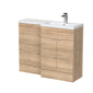 Hudson Reed Fusion Floorstanding Combination Unit & L-Shape Polymarble Basin 1100mm (2-Door) Right - Bleached Oak - welovecouk