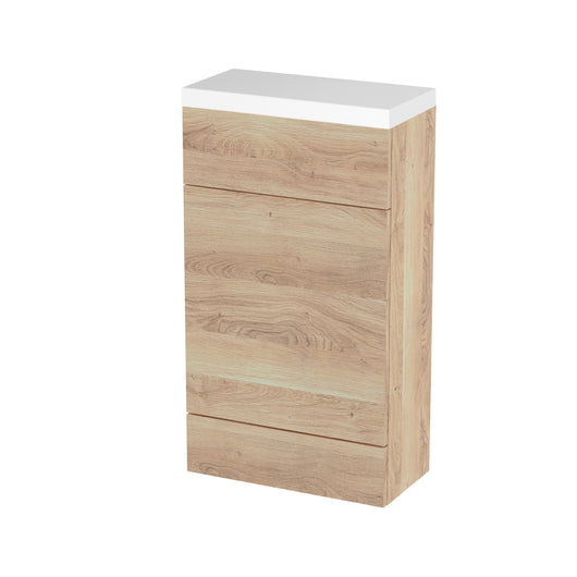  Hudson Reed 500mm Compact WC Unit & Polymarble Top - Bleached Oak