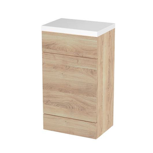  Hudson Reed 500mm WC Unit & Polymarble Top - Bleached Oak