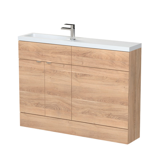  Hudson Reed Fusion Floorstanding Combination Unit & Straight Basin 1200mm (2 Door) - Bleached Oak (Compact)