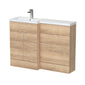 Hudson Reed Fusion Floorstanding Combination Unit & L-Shape Polymarble Basin 1200mm (2-Door) Left - Bleached Oak - welovecouk