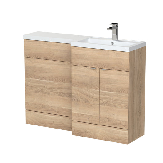  Hudson Reed Fusion Floorstanding Combination Unit & L-Shape Polymarble Basin 1200mm (2 Door) Right - Bleached Oak