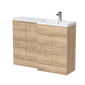 Hudson Reed Fusion Floorstanding Combination Unit & L-Shape Polymarble Basin 1200mm (4 Door) Right - Bleached Oak - welovecouk