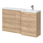 Hudson Reed Fusion Floorstanding Combination Unit with 600mm WC Unit & L-Shape Polymarble Basin 1500mm (3 Door) Right - Bleached Oak - welovecouk