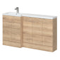 Hudson Reed Fusion Floorstanding Combination Unit & L-Shape Polymarble Basin 1500mm (5 Door) Left - Bleached Oak - welovecouk