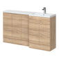 Hudson Reed Fusion Floorstanding Combination Unit & L-Shape Polymarble Basin 1500mm (5 Door) Right - Bleached Oak - welovecouk