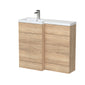 Hudson Reed Fusion Floorstanding Combination Unit & L-Shape Polymarble Basin 1000mm (2-Door) Left - Bleached Oak - welovecouk