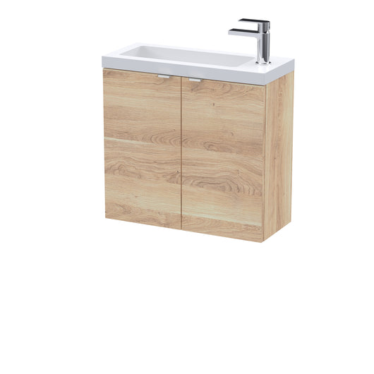  Hudson Reed 600mm 2-Door Wall Hung Unit & Basin - Bleached Oak