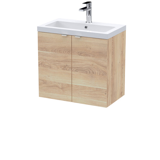  Hudson Reed 600mm 2-Door Wall Hung Unit & Basin - Bleached Oak