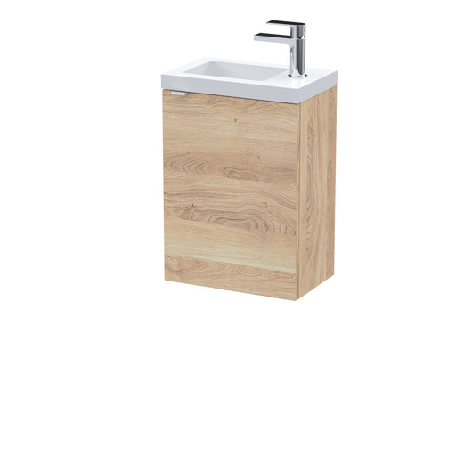  Hudson Reed 400mm 1-Door Wall Hung Unit & Basin - Bleached Oak