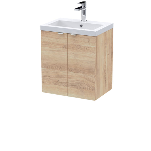  Hudson Reed 500mm 2-Door Wall Hung Unit & Basin - Bleached Oak