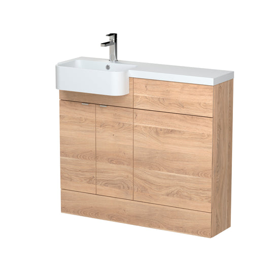  Hudson Reed 1000mm Combination Unit & Left Hand Semi Recessed Basin - Bleached Oak