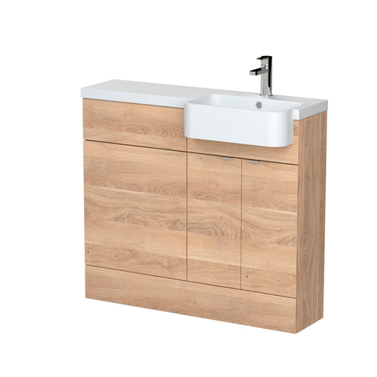  Hudson Reed 1000mm Combination Unit & Right Hand Semi Recessed Basin - Bleached Oak