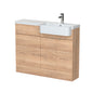 Hudson Reed Fusion Floorstanding Combination Unit & Semi Recessed Round Basin 1100mm (2-Door) Right - Bleached Oak - welovecouk