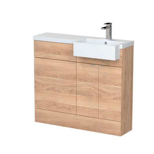 Hudson Reed 1000mm Combination Unit & Right Hand Semi Recessed Basin - Bleached Oak