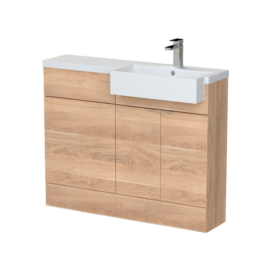  Hudson Reed 1100mm Combination Unit & Right Hand Semi Recessed Basin - Bleached Oak