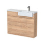 Hudson Reed Fusion Floorstanding Combination Unit & Semi Recessed Square Basin 1100mm (2-Door) Right - Bleached Oak - welovecouk