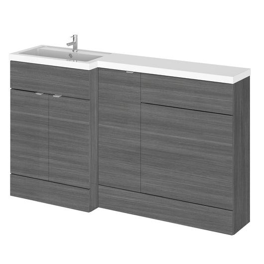  Hudson Reed Fusion 1500mm 3 Doors 600mm WC Unit Combination - Anthracite Woodgrain