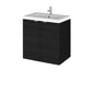 Hudson Reed Fusion Fitted 500mm Wall Hung 2 Door Vanity Unit & Ceramic Basin - Hacienda Black