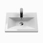 Nuie Arno Compact 600mm Floor Standing 2-Door Vanity & Ceramic Basin - Satin Grey