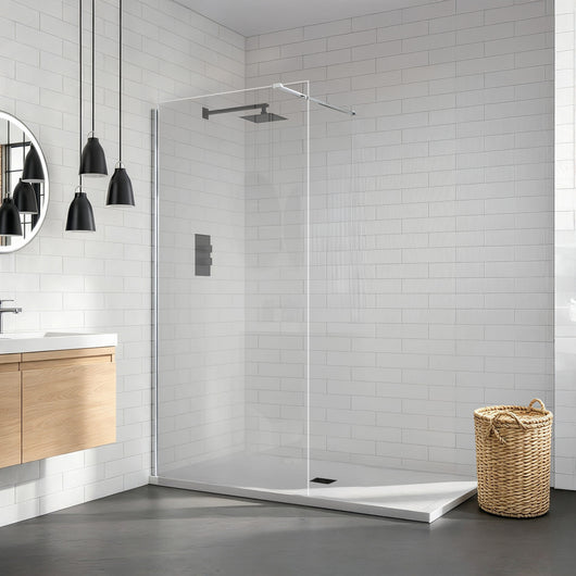  Aquadart Wetroom 8 Glass Panel 800mm Clear With Chrome Profile Pack