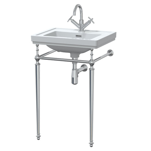  Nuie Carlton 500mm 1TH Basin With Traditional Stand - White