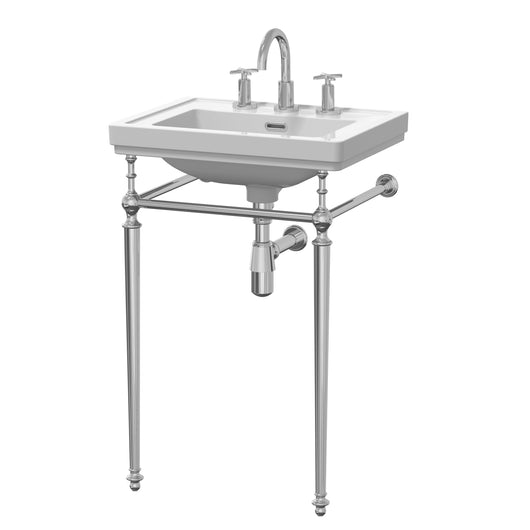  Nuie Carlton 500mm 3TH Basin With Traditional Stand - White