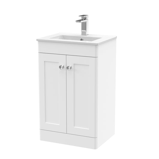  Classique 500mm Floor Standing 2 Door Unit & Basin 2 - Satin White