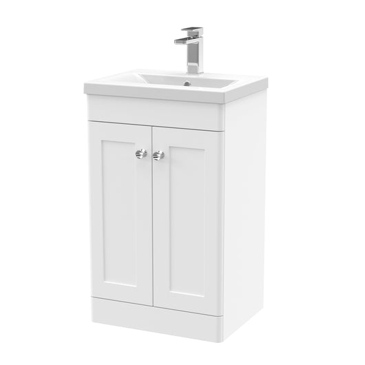  Classique 500mm Floor Standing 2 Door Unit & Basin 1 - Satin White