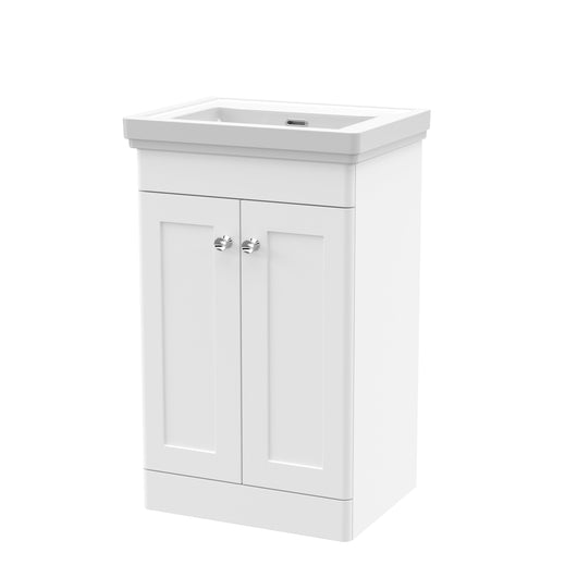  Classique 500mm Floor Standing 2 Door Unit & Basin 0TH - Satin White