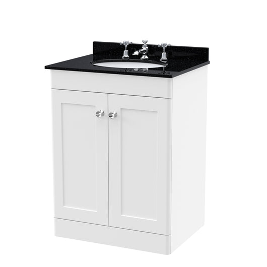  Classique 600mm Floor Standing 2 Door Unit & Marble Top 3TH - Satin White