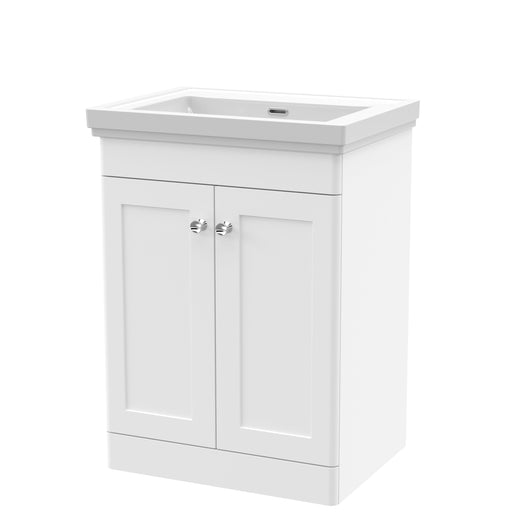  Classique 600mm Floor Standing 2 Door Unit & Basin 0TH - Satin White