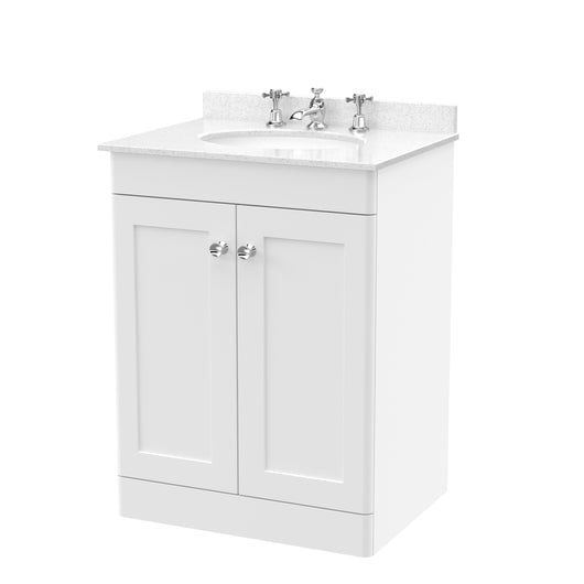  Classique 600mm Floor Standing 2 Door Unit & Marble Top 3TH - Satin White