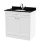 Classique 800mm Floor Standing 2-Door Unit & Marble Top 1TH - Satin White - welovecouk